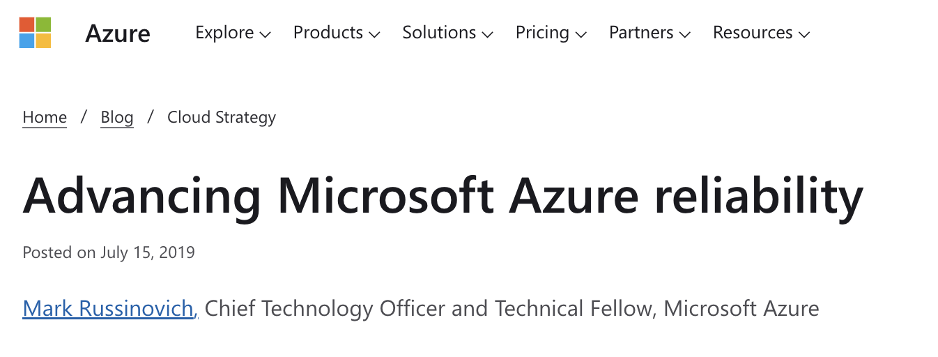 Advancing Microsoft Azure reliability