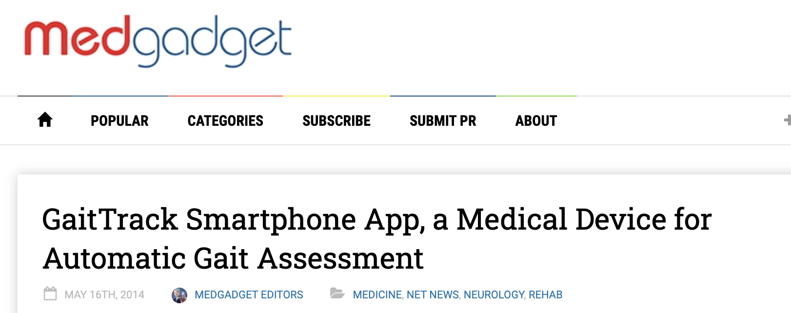 GaitTrack Smartphone App, a Medical Device for Automatic Gait Assessment, Medgadget